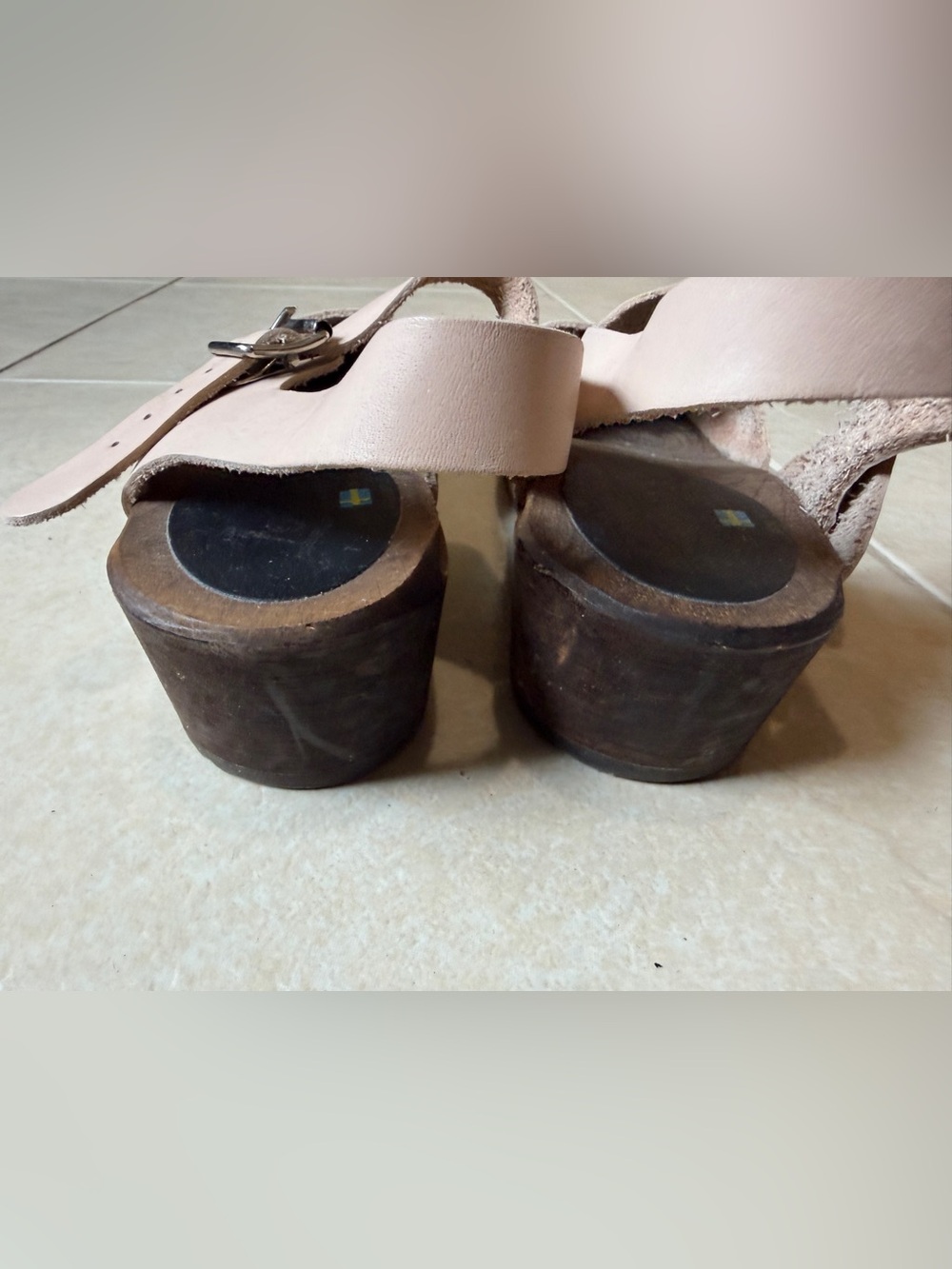 Lotta's Stockholm Swedish Comfort Womens 38 US 8 Wooden Clog Sandals Leather - Picture 10 of 11